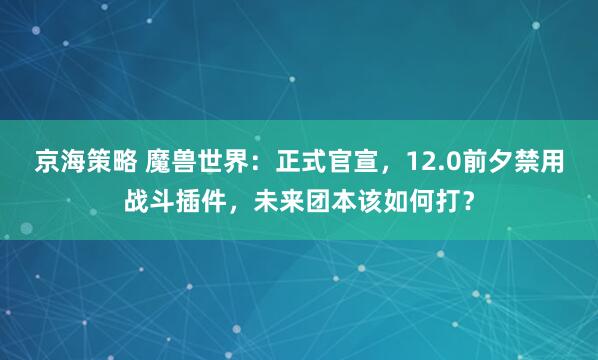 京海策略 魔兽世界：正式官宣，12.0前夕禁用战斗插件，未来团本该如何打？
